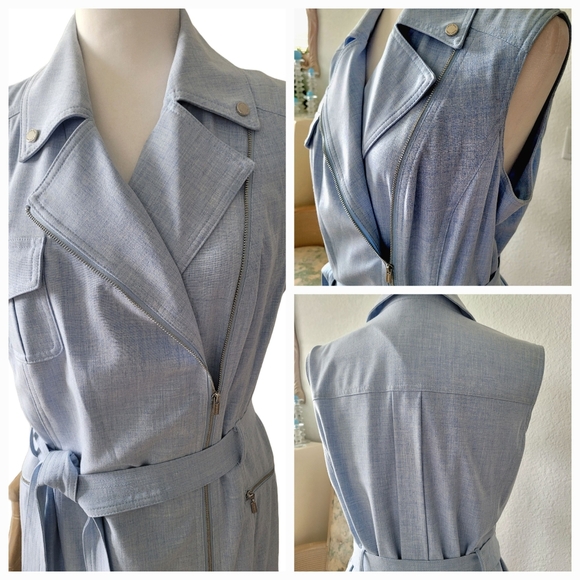 Calvin Klein Zip-Front Sleeveless Belted Dress Womens  Sz 14W - Picture 4 of 8